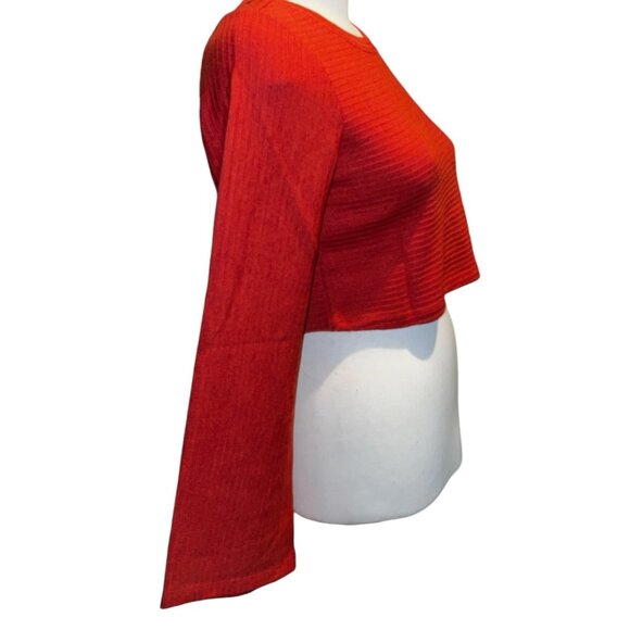 Band of the Free NWT Alize Rust Long Sleeve Crop Top Sz Small Womens Orange - Picture 8 of 13